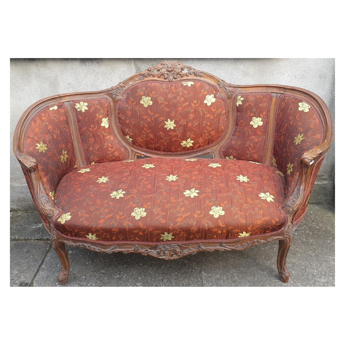 Two Seater Sofa with Ornately Carved Detail